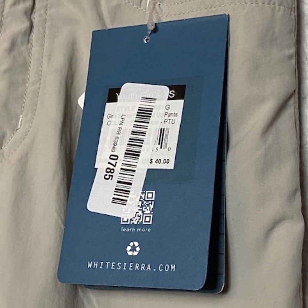 🍍White Sierra NWT Girls Beige Cargo Roll Up Pants - Picture 5 of 8